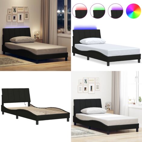 Estructura de cama sin colchón Hanko tela negro 100x200 cm - Estructura de cama - Cabecero de cama