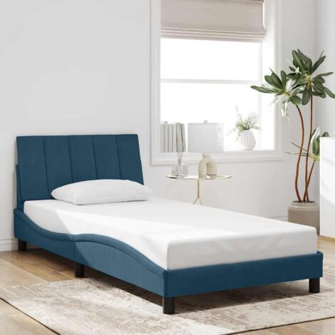 Estructura de cama sin colchón Hanko terciopelo azul 100x200 cm