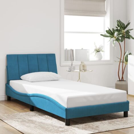 Estructura de cama sin colchón Hanko terciopelo azul 100x200 cm vidaXL