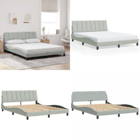Estructura de cama sin colchón Hanko terciopelo gris claro 160x200 cm - Estructura de cama - Cabecero de cama