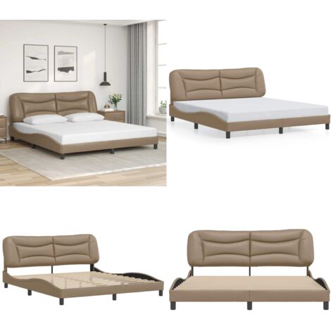 Estructura de cama sin colchón Hvar cuero sintético capuchino 180x200cm - Estructura de cama - Cabecero de cama
