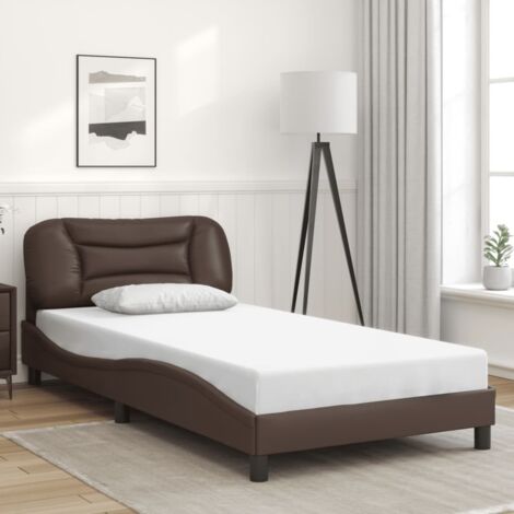 Estructura de cama sin colchón Hvar cuero sintético marrón 100x200cm vidaXL
