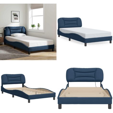 Estructura de cama sin colchón Hvar tela azul 100x200 cm - Cabecero de cama - Cama con cabecero