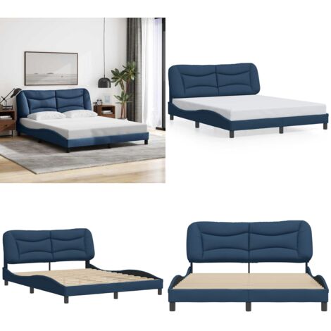 Estructura de cama sin colchón Hvar tela azul 160x200 cm - Cabecero de cama - Colchón
