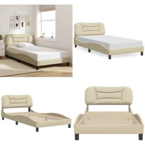 Estructura de cama sin colchón Hvar tela crema 100x200 cm - Cabecero de cama - Colchón
