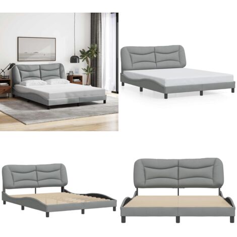 Estructura de cama sin colchón Hvar tela gris claro 160x200 cm - Cabecero de cama - Colchón