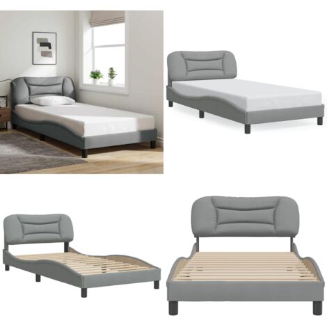 Estructura de cama sin colchón Hvar tela gris claro 90x200 cm - Cabecero de cama - Cama sin colchón