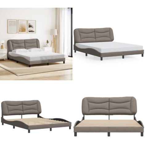 Estructura de cama sin colchón Hvar tela gris taupe 160x200 cm - Cabecero de cama - Colchón