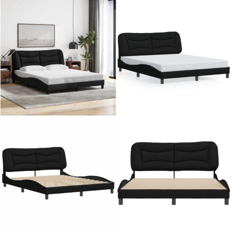 Estructura de cama sin colchón Hvar tela negro 160x200 cm - Cabecero de cama - Colchón