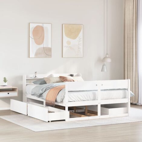 Estructura de cama sin colchón madera de pino  135x190 cm