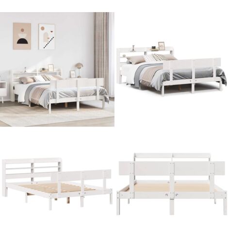 Estructura de cama sin colchón madera de pino blanca 120x200 cm - Estructura de cama - Cama sin colchón
