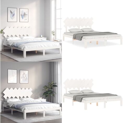 Estructura de cama sin colchón madera de pino blanca 140x190 cm - Estructura de cama - Cama sin colchón