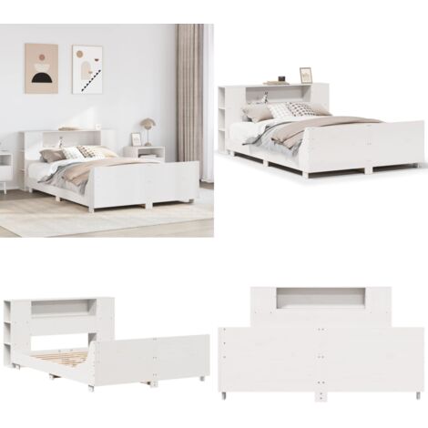 Estructura de cama sin colchón madera de pino blanca 150x200 cm - Estructura de cama - Cama de madera
