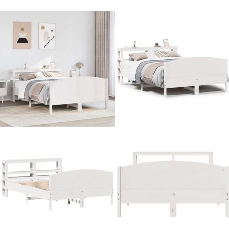 Estructura de cama sin colchón madera de pino blanca 150x200 cm - Estructura de cama - Cama de madera