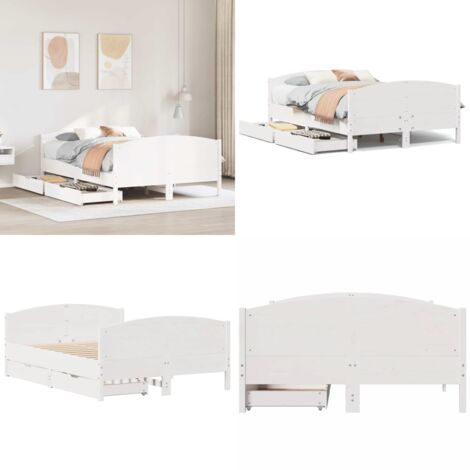 Estructura de cama sin colchón madera de pino blanca 150x200 cm - Estructura de cama - Cama de madera