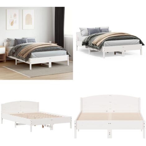 Estructura de cama sin colchón madera de pino blanca 150x200 cm - Estructura de cama - Cama sin colchón