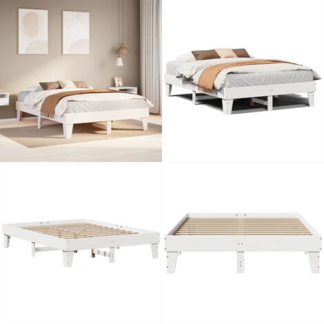 Estructura de cama sin colchón madera de pino blanca 150x200 cm - Estructura de cama - Cama sin colchón