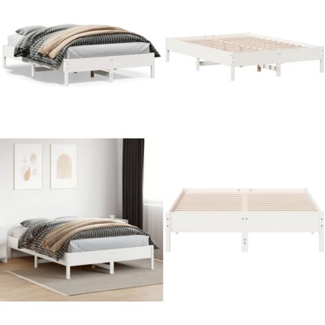 Estructura de cama sin colchón madera de pino blanca 150x200 cm - Estructura de cama - Cama sin colchón