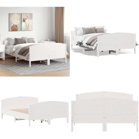 Estructura de cama sin colchón madera de pino blanca 150x200 cm - Estructura de cama - Cama sin colchón