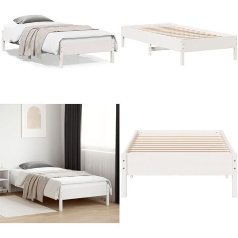 Estructura de cama sin colchón madera de pino blanca 90x200 cm - Estructura de cama - Cama sin colchón