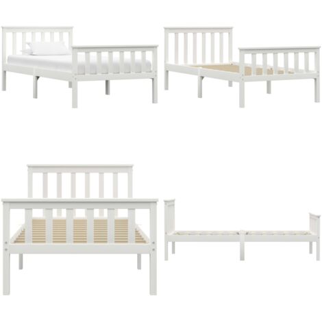 Estructura de cama sin colchón madera de pino blanco 100x200 cm - Estructura de cama - Cama sin colchón
