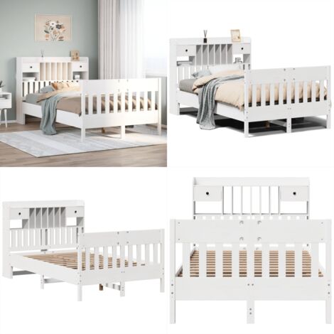 Estructura de cama sin colchón madera de pino blanco 135x190 cm - Estructura de cama - Cama sin colchón