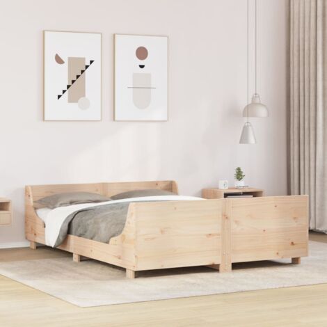 Estructura de cama sin colchón madera de pino blanco 150x200 cm