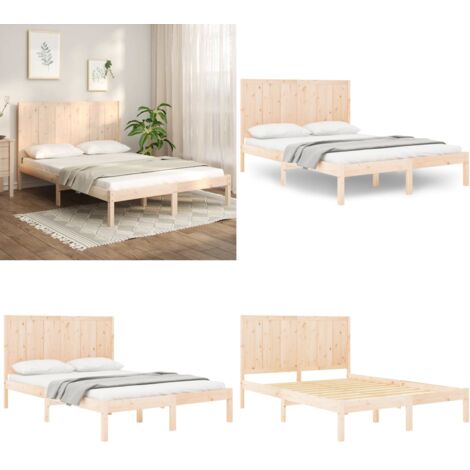 Estructura de cama sin colchón madera de pino blanco 150x200 cm - Cama de madera - Cama sin colchón