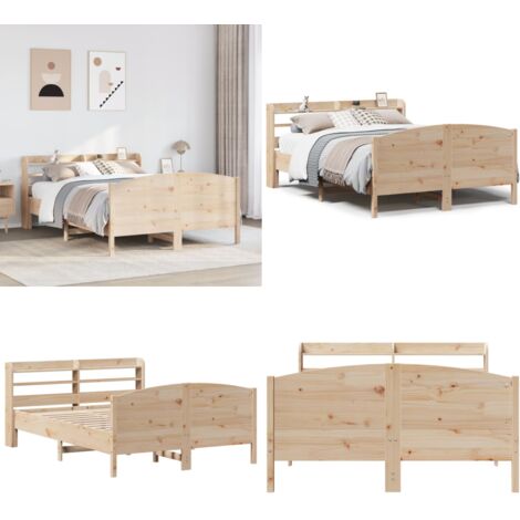 Estructura de cama sin colchón madera de pino blanco 150x200 cm - Estructura de cama - Cama de madera