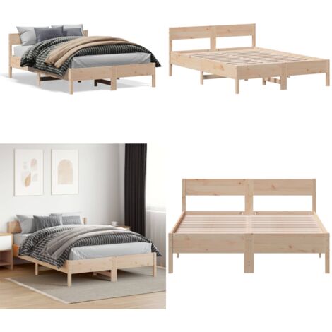 Estructura de cama sin colchón madera de pino blanco 150x200 cm - Estructura de cama - Cama sin colchón