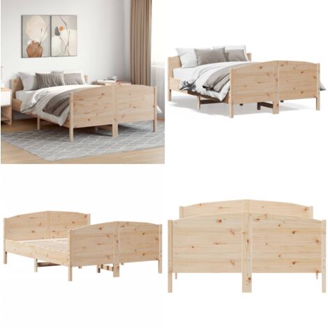 Estructura de cama sin colchón madera de pino blanco 150x200 cm - Estructura de cama - Cama sin colchón
