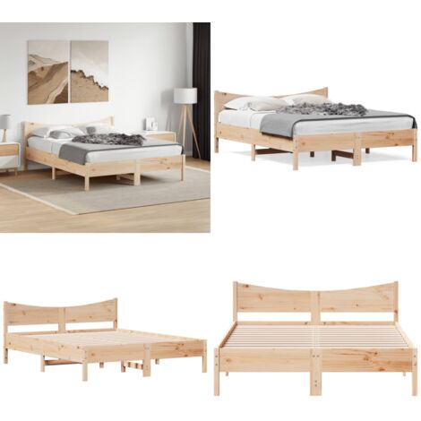 Estructura de cama sin colchón madera de pino blanco 150x200 cm - Estructura de cama - Cama sin colchón