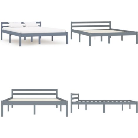 Estructura de cama sin colchón madera de pino gris 120x200 cm - Estructura de cama - Cama sin colchón