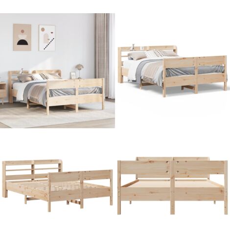 Estructura de cama sin colchón madera de pino maciza 120x200 cm - Estructura de cama - Cama de madera
