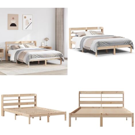 Estructura de cama sin colchón madera de pino maciza 120x200 cm - Estructura de cama - Cama sin colchón