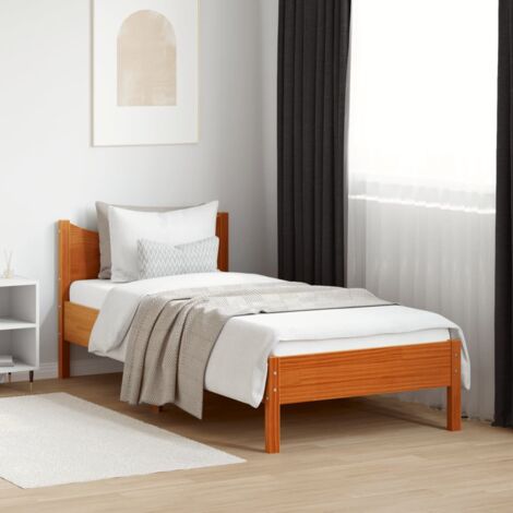 Estructura de cama sin colchón madera de pino marrón 90x200 cm