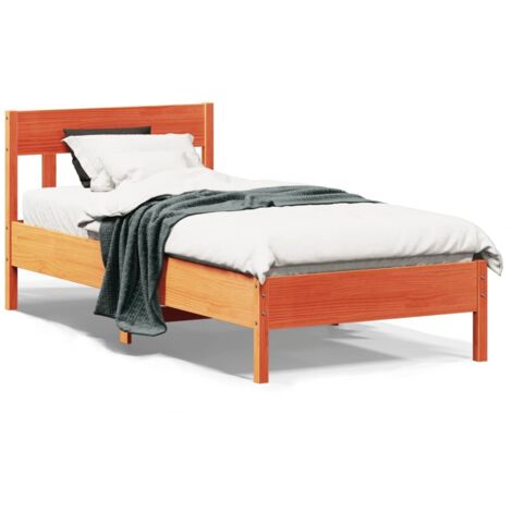 Estructura de cama sin colchón madera de pino marrón 90x200 cm
