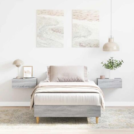 Estructura de cama sin colchón madera gris  100x200 cm