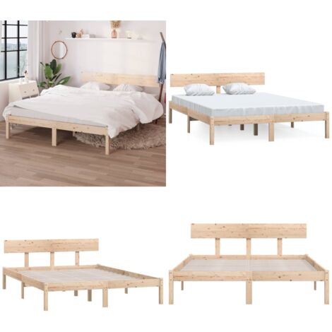 Estructura de cama sin colchón madera maciza 120x200 cm - Estructura de cama - Cama sin colchón
