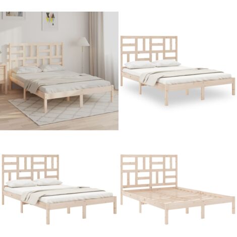 Estructura de cama sin colchón madera maciza 140x190 cm - Cama de madera - Cama sin colchón