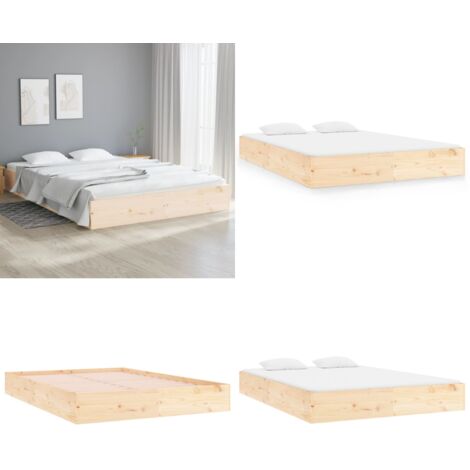 Estructura de cama sin colchón madera maciza 160x200 cm - Cama de madera - Cama sin colchón