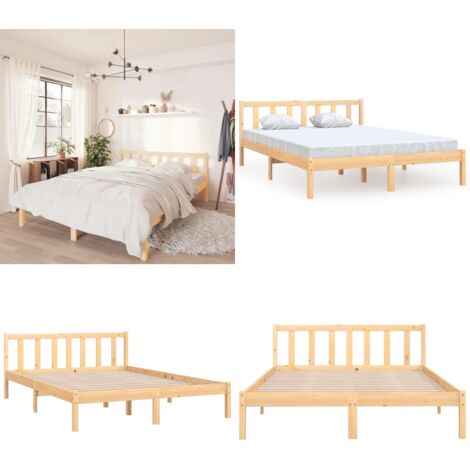 Estructura de cama sin colchón madera maciza 160x200 cm - Estructura de cama - Cama sin colchón