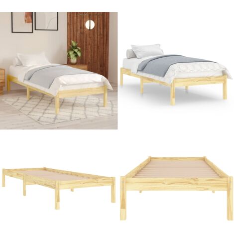 Estructura de cama sin colchón madera maciza 90x200 cm - Estructura de cama - Cama sin colchón