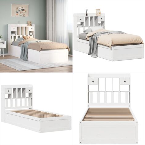 Estructura de cama sin colchón madera maciza blanca 75x190 cm - Estructura de cama - Cama sin colchón