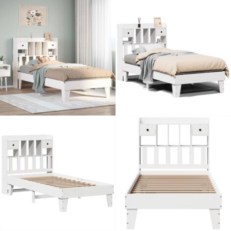 Estructura de cama sin colchón madera maciza blanca 75x190 cm - Estructura de cama - Cama sin colchón