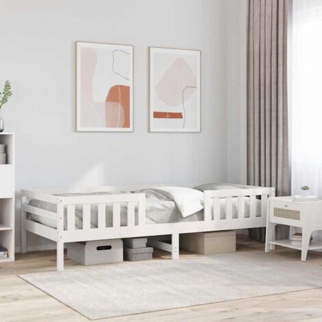 Estructura de cama sin colchón madera maciza blanca 90x190 cm