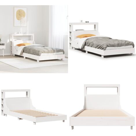 Estructura de cama sin colchón madera maciza blanca 90x190 cm - Estructura de cama - Cama de madera