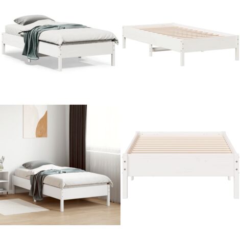 Estructura de cama sin colchón madera maciza blanca 90x190 cm - Estructura de cama - Cama sin colchón