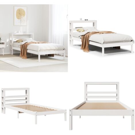 Estructura de cama sin colchón madera maciza blanca 90x190 cm - Estructura de cama - Cama sin colchón