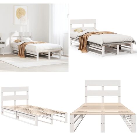 Estructura de cama sin colchón madera maciza blanca 90x190 cm - Estructura de cama - Cama sin colchón
